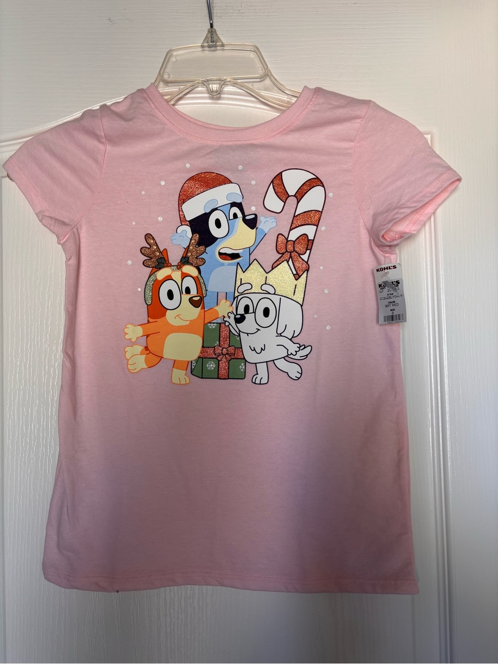 NWT Bluey Christmas T-Shirt Girls size 8 Kids